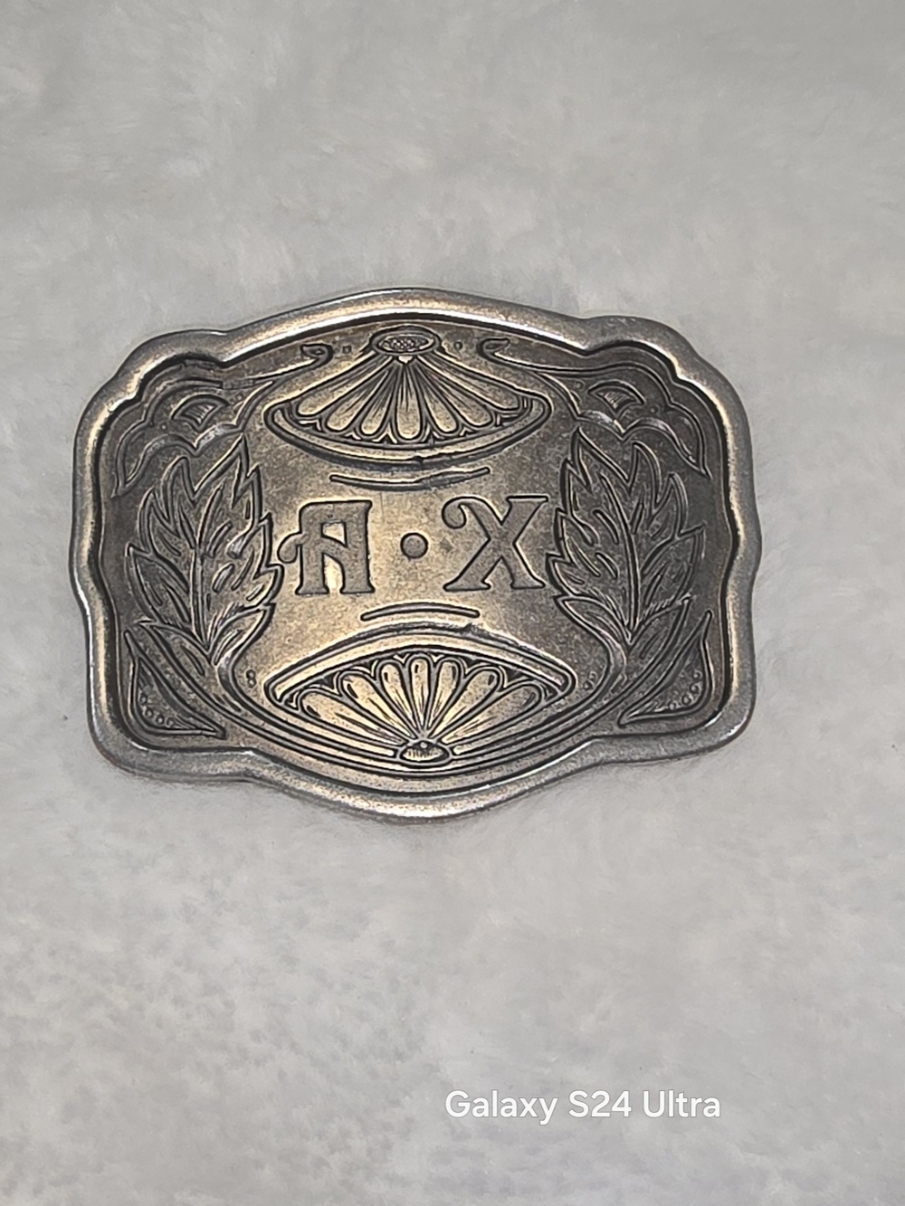 Vintage Western Monogram "A X" Metal Belt Buckle - Antique Silver Tone